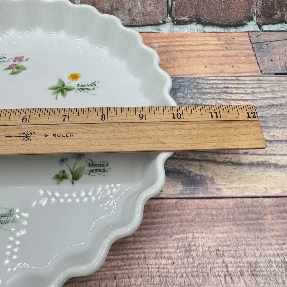 Anchor Ovenware Ceramic Quiche Pie Tart Floret Dish Pan Vtg Botanical Cottage